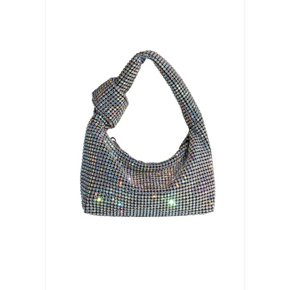 Madison West aurora borealis iridescent crystal rhinestone evening bag